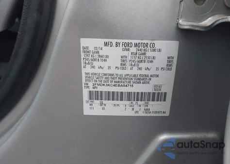 2014 Ford Edge Limited z USA, uszkodzony, nr VIN 2FMDK3KC4EBA54715